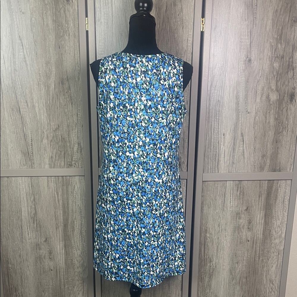 New!  OfeefaN Blue White Green Floral Sleeveless Tank Swing Dress Women’s M - Picture 6 of 11